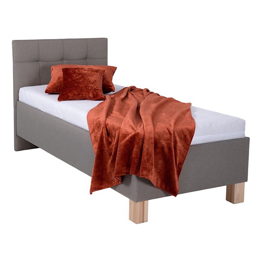 Tapecirani krevet MARIA ONE s madracom i spremištem 90x200 cm taupe