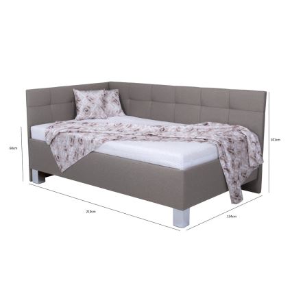 Tapecirani krevet s madracem i skladišnim prostorom MARIA PETITE 120x200 cm taupe