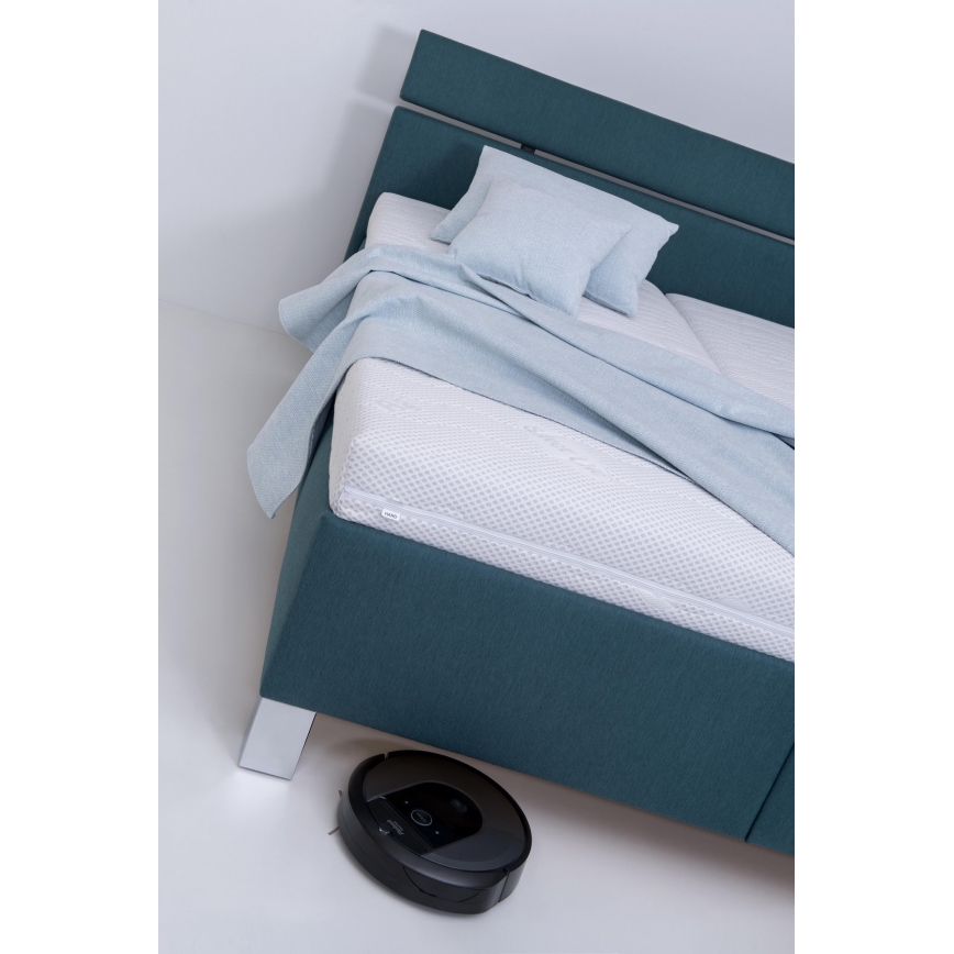 Tapecirani krevet s madracem i spremištem ALIS 180x200 cm u petrolejskoj boji