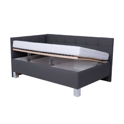 Tapecirani krevet s madracem i spremištem MARIA PETITE 120x200 cm sivi