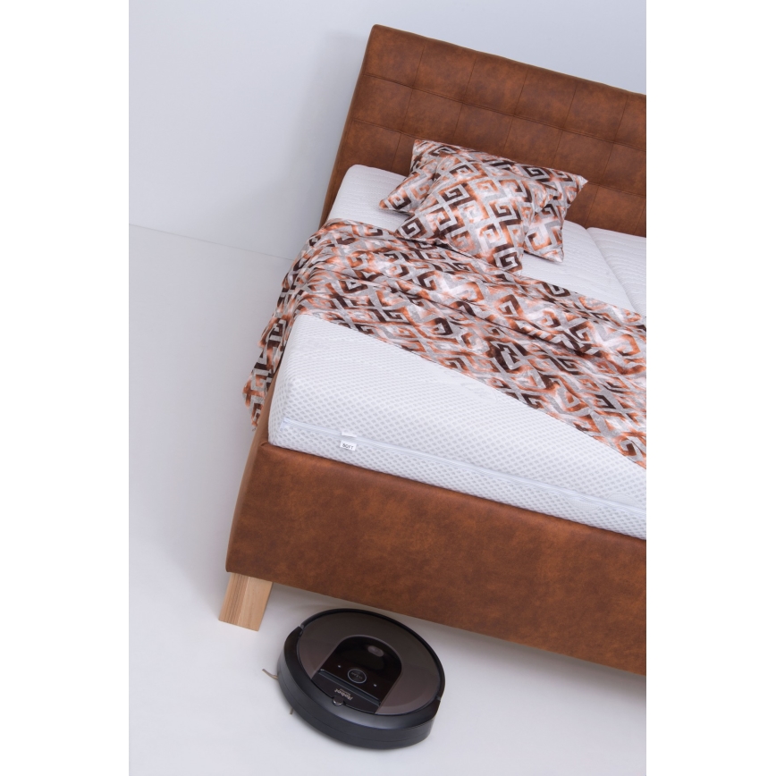 Tapecirani krevet s madracem i spremištem VIOLET 180x200 cm konjak-smeđa