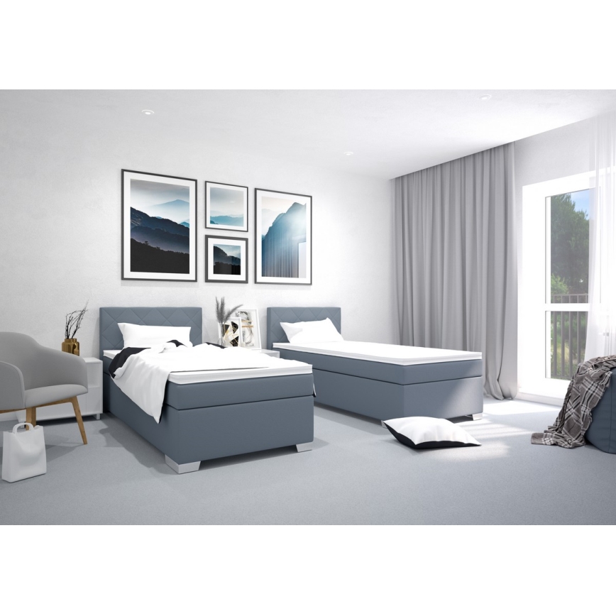 Tapecirani krevet s madracem IDA 90x200 cm plava