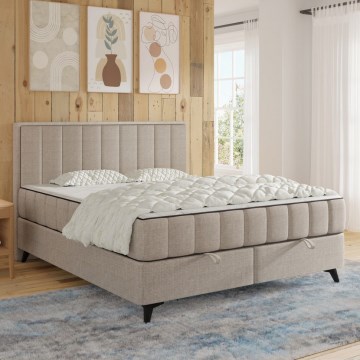 Tapecirani krevet s madracima i nadmadracem te s prostorom za pohranu ALICIA 180x200 cm u bež boji