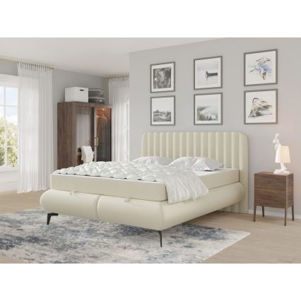 Tapecirani krevet s madracima i prostorom za pohranu ALEXA 140x200 cm bež