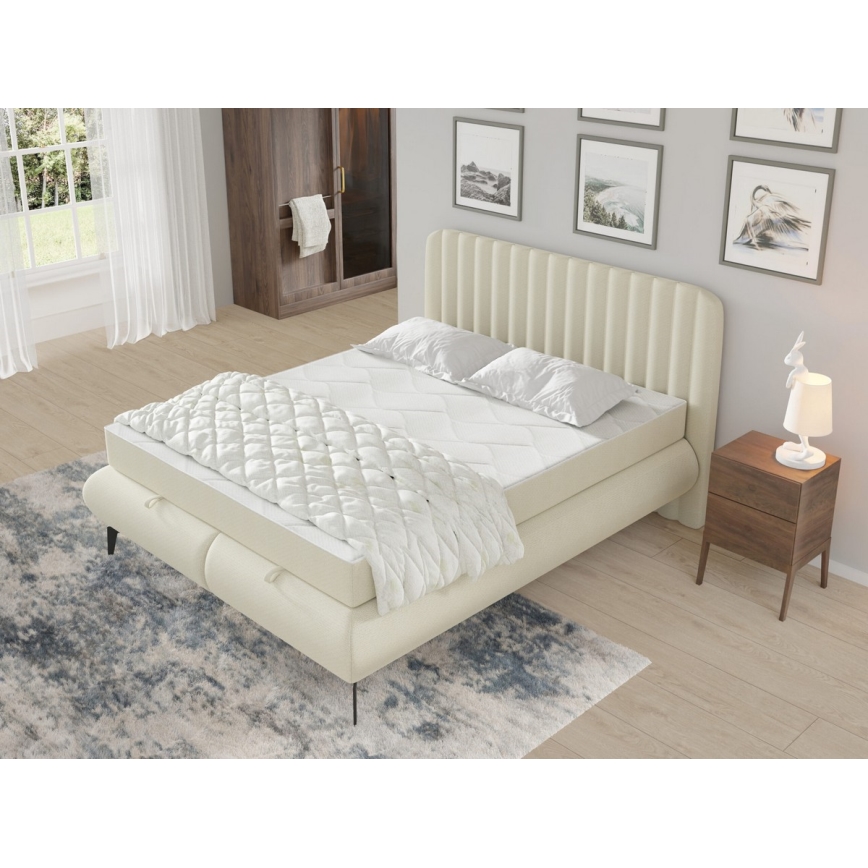 Tapecirani krevet s madracima i prostorom za pohranu ALEXA 140x200 cm bež