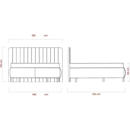 Tapecirani krevet s madracima i prostorom za pohranu ALEXA 160x200 cm bež