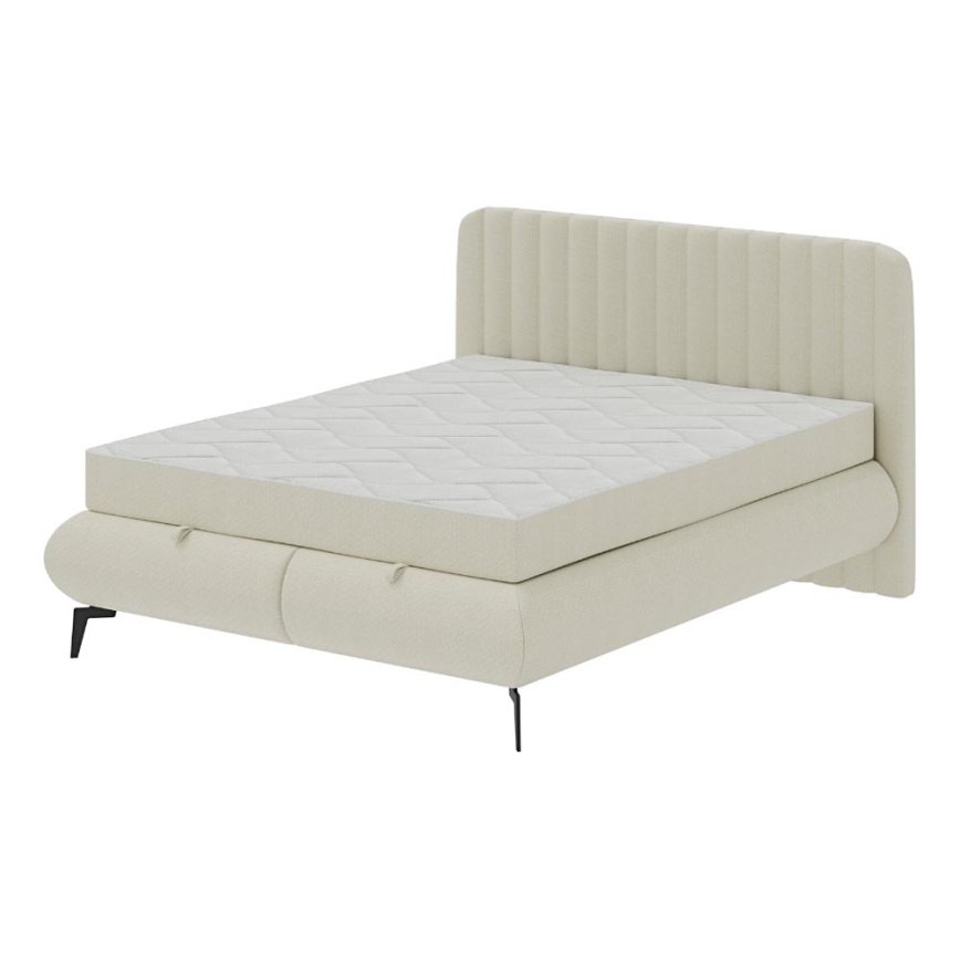 Tapecirani krevet s madracima i prostorom za pohranu ALEXA 180x200 cm bež