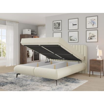 Tapecirani krevet s madracima i prostorom za pohranu ALEXA 180x200 cm bež