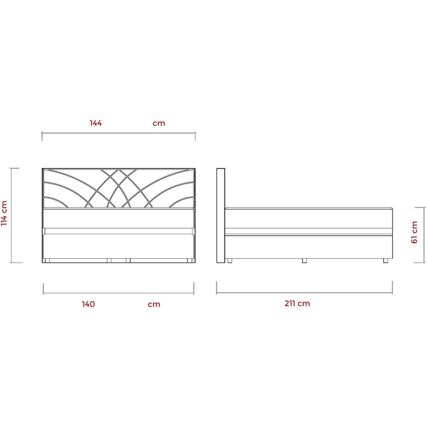 Tapecirani krevet s madracima i prostorom za pohranu GINA 140x200 cm bež