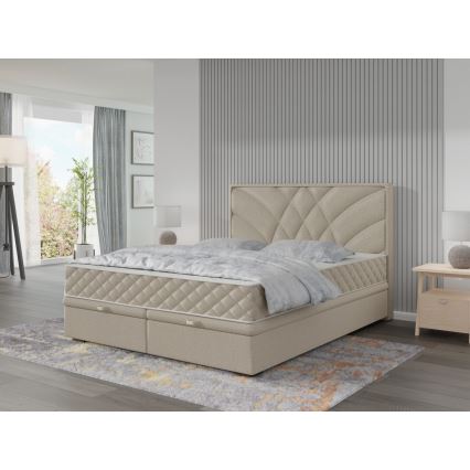Tapecirani krevet s madracima i prostorom za pohranu GINA 180x200 cm bež