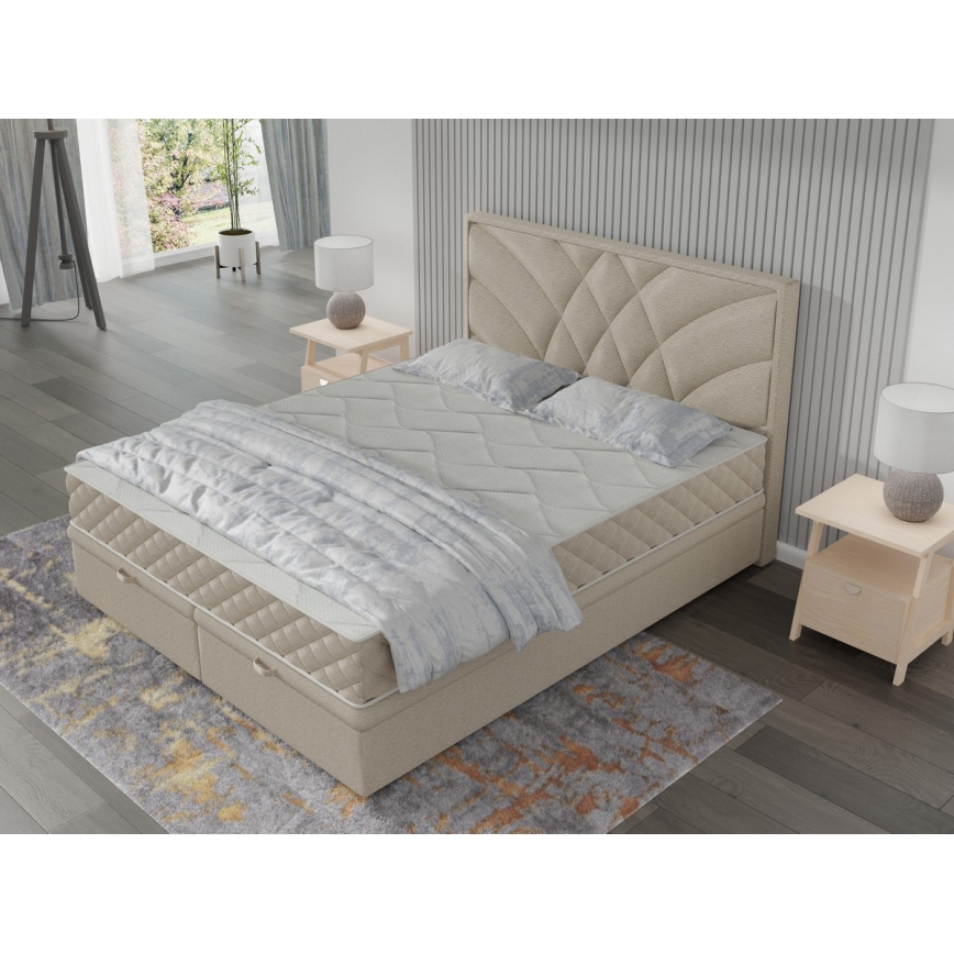 Tapecirani krevet s madracima i prostorom za pohranu GINA 180x200 cm bež