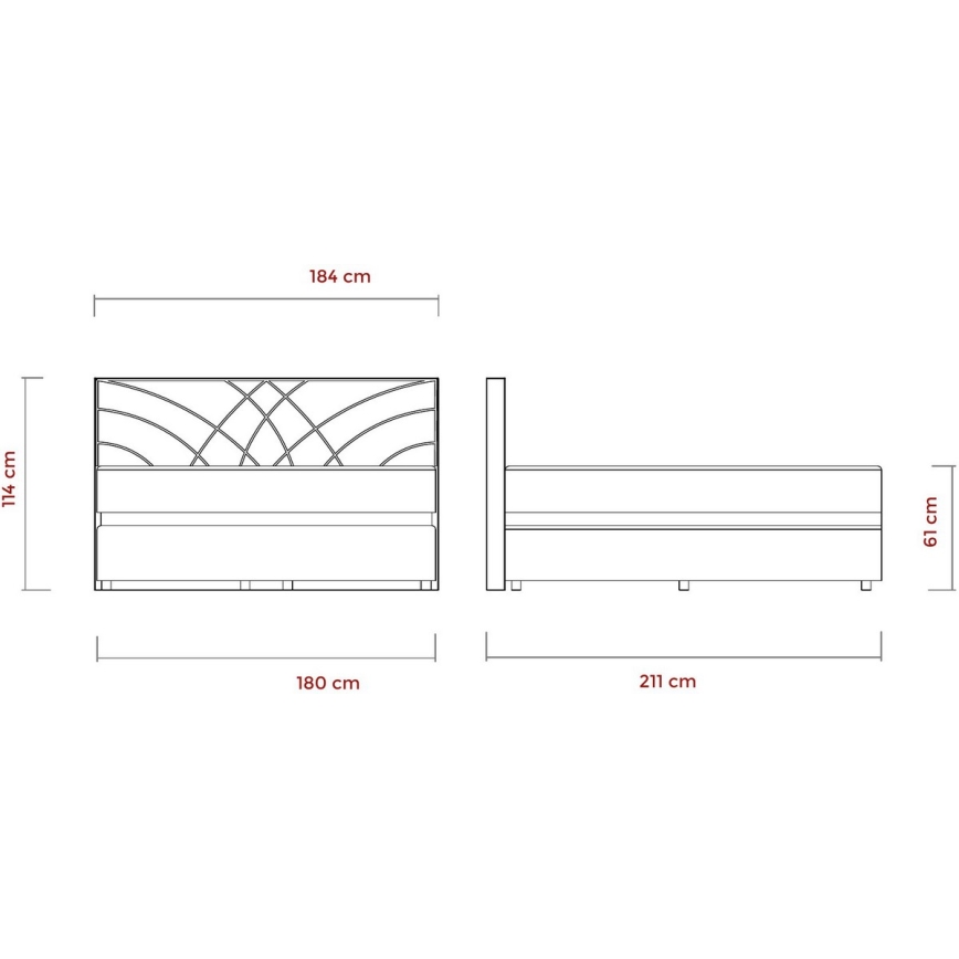 Tapecirani krevet s madracima i prostorom za pohranu GINA 180x200 cm bež