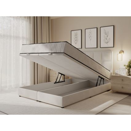 Tapecirani krevet s madracima i prostorom za pohranu GRACE 140x200 cm bež