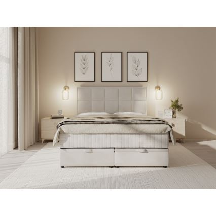 Tapecirani krevet s madracima i prostorom za pohranu GRACE 180x200 cm bež