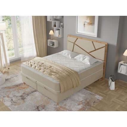 Tapecirani krevet s madracima i prostorom za pohranu NAOMI 140x200 cm bež