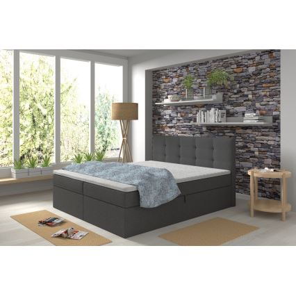 Tapecirani krevet s madracima i topperom s prostorom za pohranu EMBER 160x200 cm antracit