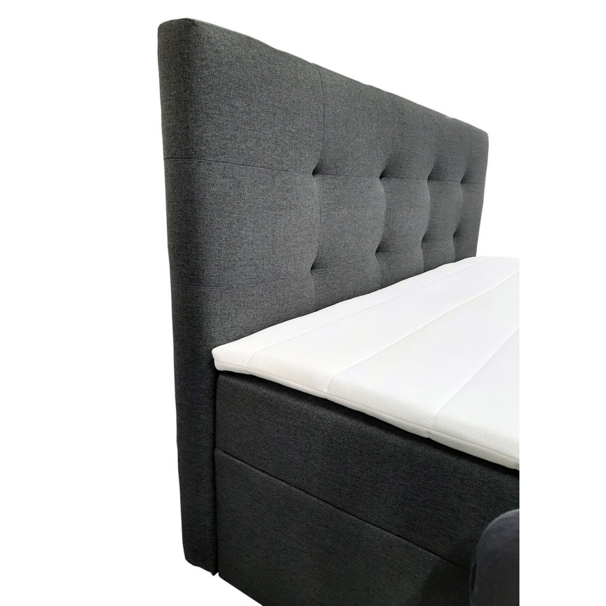 Tapecirani krevet s madracima i topperom s prostorom za pohranu EMBER 160x200 cm antracit