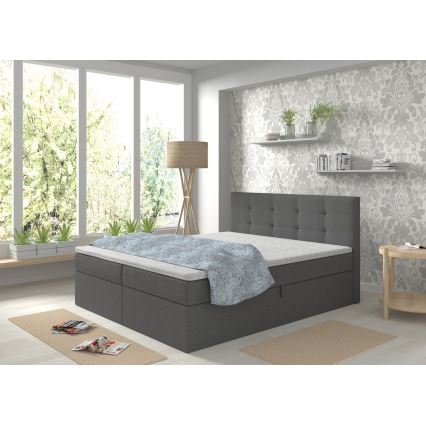 Tapecirani krevet s madracima i topperom s prostorom za pohranu EMBER 180x200 cm antracit