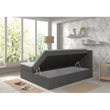 Tapecirani krevet s madracima i topperom s prostorom za pohranu EMBER 180x200 cm antracit