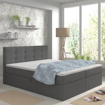 Tapecirani krevet s madracima, topperom i spremištem EMBER 180x200 cm antracit