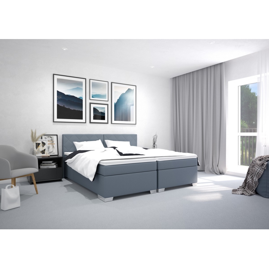 Tapecirani krevet s madracom IDA 90x200 cm, plave boje