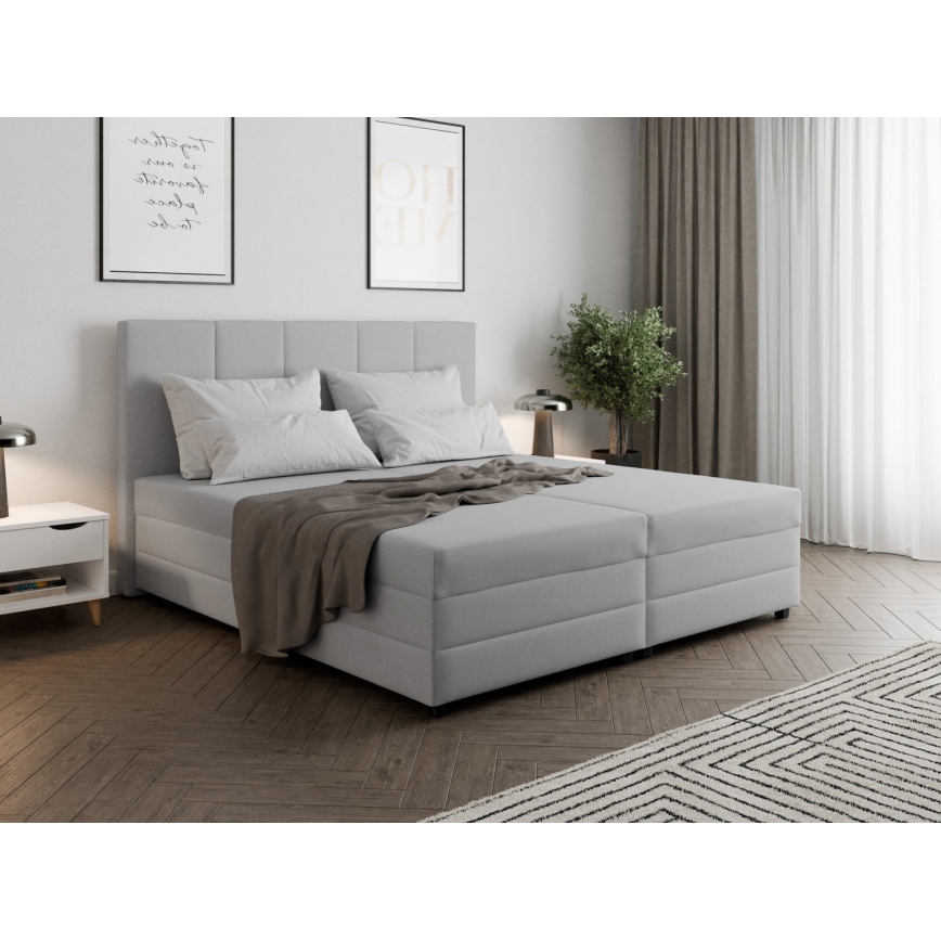Tapecirani krevet ISABEL 160x200 s madracem s oprugama i prostranim spremištem, svijetlosive boje