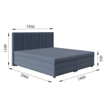 Tapecirani krevet s opružnim madracem i prostorom za pohranu ISABEL 180x200 siva