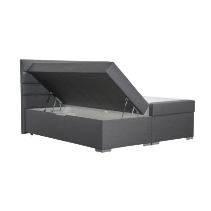 Tapecirani krevet s prostorom za pohranu i madracima s topperem NEW BOLERO 160x200 cm siva