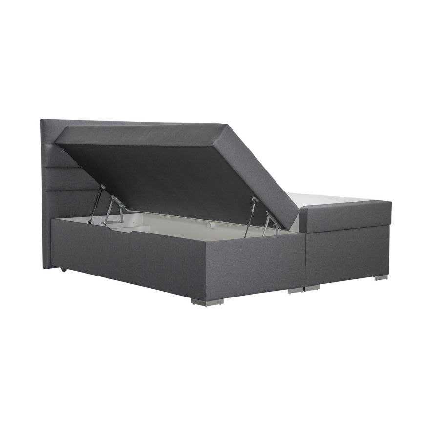 Tapecirani krevet s prostorom za pohranu i madracima s topperem NEW BOLERO 160x200 cm siva
