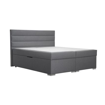 Tapecirani krevet s prostorom za pohranu i madracima s topperem NEW BOLERO 160x200 cm siva