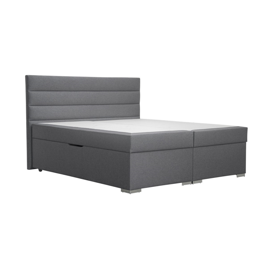 Tapecirani krevet s prostorom za pohranu i madracima s topperem NEW BOLERO 160x200 cm siva