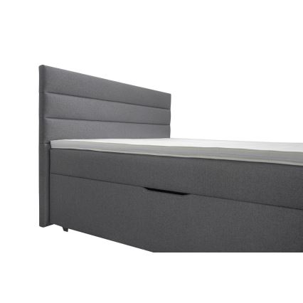 Tapecirani krevet s prostorom za pohranu i madracima s topperem NEW BOLERO 160x200 cm siva
