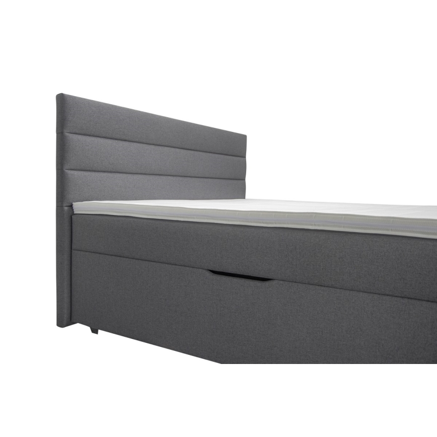 Tapecirani krevet s prostorom za pohranu i madracima s topperem NEW BOLERO 160x200 cm siva