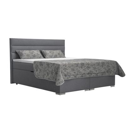 Tapecirani krevet s prostorom za pohranu i madracima s topperem NEW BOLERO 160x200 cm siva