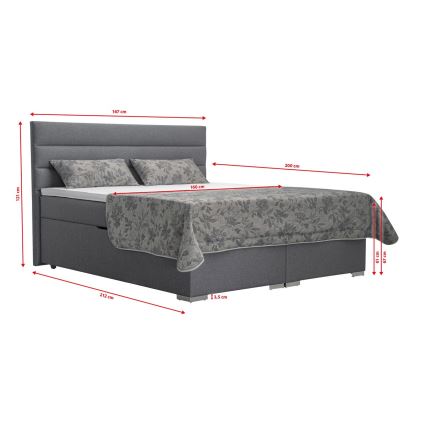Tapecirani krevet s prostorom za pohranu i madracima s topperem NEW BOLERO 160x200 cm siva