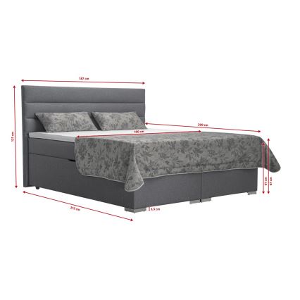 Tapecirani krevet s prostorom za pohranu i madracima s topperem NEW BOLERO 180x200 cm siva