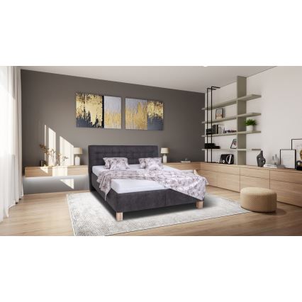 Tapecirani krevet s prostorom za pohranu bez madraca VIOLET 160x200 cm tamno siva