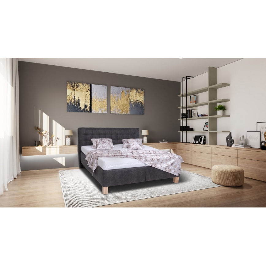 Tapecirani krevet s prostorom za pohranu bez madraca VIOLET 160x200 cm tamno siva