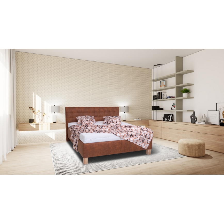 Tapecirani krevet s prostorom za pohranu bez madraca VIOLET 180x200 cm boja konjaka smeđa