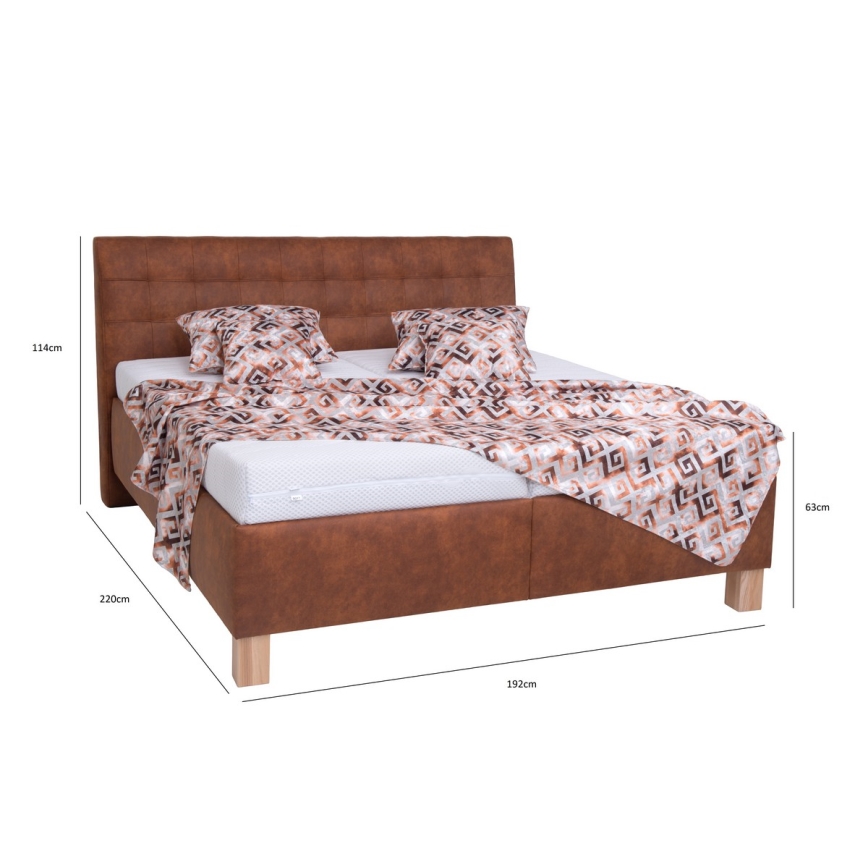Tapecirani krevet s prostorom za pohranu bez madraca VIOLET 180x200 cm boja konjaka smeđa
