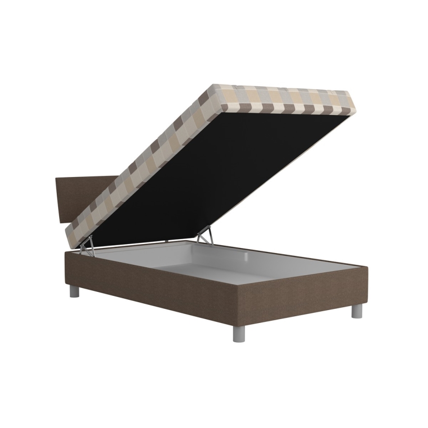 Tapecirani krevet s prostorom za pohranu i madracem GEORGE 120x200 cm smeđi