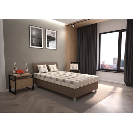 Tapecirani krevet s prostorom za pohranu i madracem GEORGE 140x200 cm smeđa