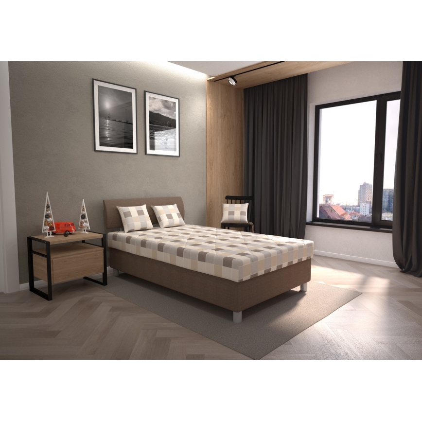 Tapecirani krevet s prostorom za pohranu i madracem GEORGE 140x200 cm smeđa