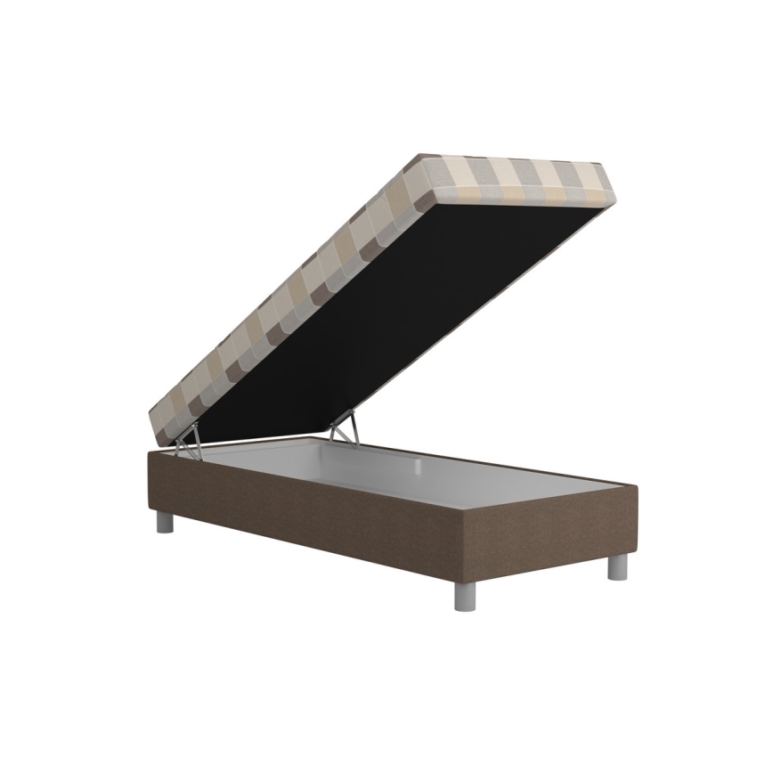 Tapecirani krevet s prostorom za pohranu i madracem GEORGE 90x200 cm smeđi