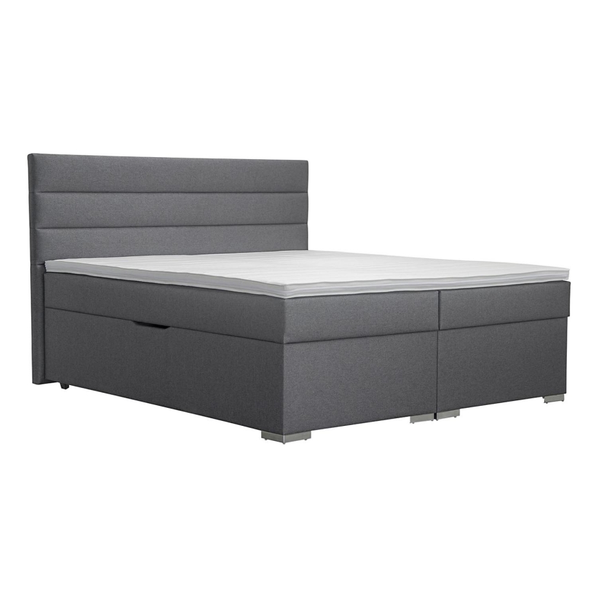 Tapecirani krevet s prostorom za pohranu i madracima s topperem NEW BOLERO 160x200 cm siva