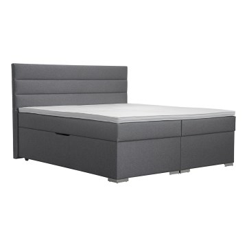 Tapecirani krevet s prostorom za pohranu i madracima s topperom NEW BOLERO 180x200 cm siva