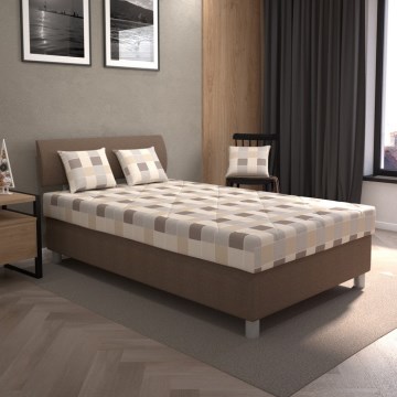 Tapecirani krevet s spremištem i madracem GEORGE 140x200 cm smeđi