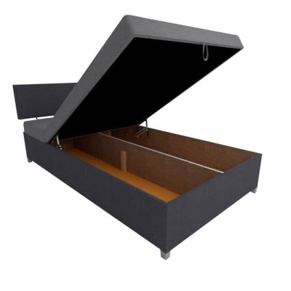 Tapecirani ležaj s podesivim naslonom i spremištem DALLAS 108x205 cm siva/antracit