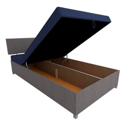 Tapecirani ležaj s mogućnošću podešavanja položaja i prostorom za pohranu DALLAS 108x205 cm siva/plava