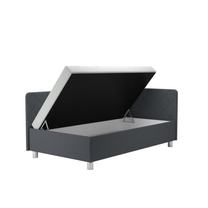 Tapecirani ležaj s prostorom za pohranu i madracem EMILE 110x200 cm siva